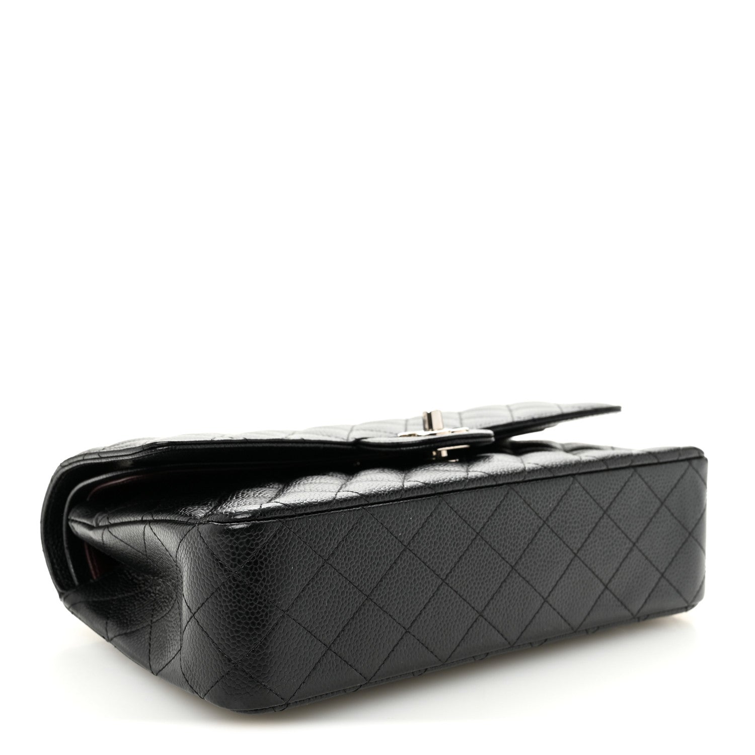 Caviar Quilted Medium Double Flap Black
