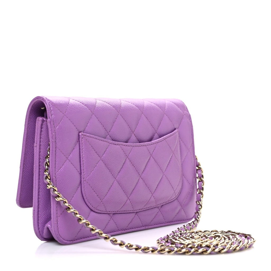 Caviar Quilted Wallet On Chain WOC Purple