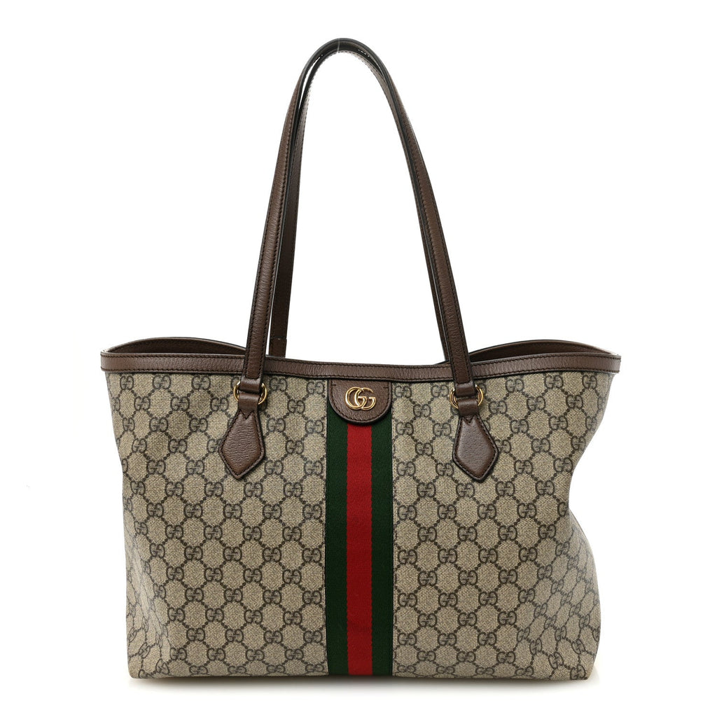 GG Supreme Monogram Medium Ophidia Shopping Tote Brown