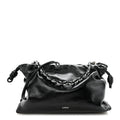 Patent Lambskin Donut Chain Large Flamenco Knot Clutch Black