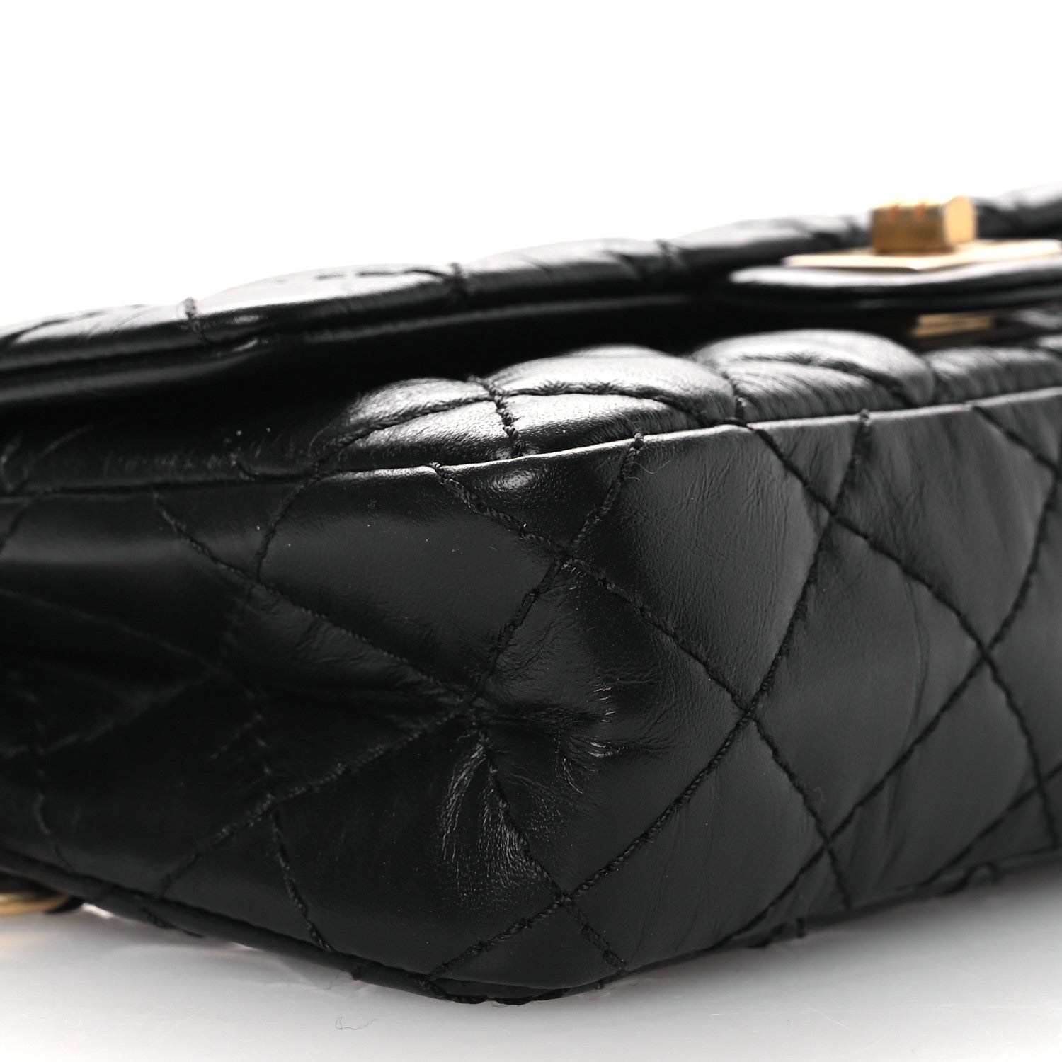 Aged Calfskin Quilted 2.55 Reissue Flap Belt Bag Clutch Black