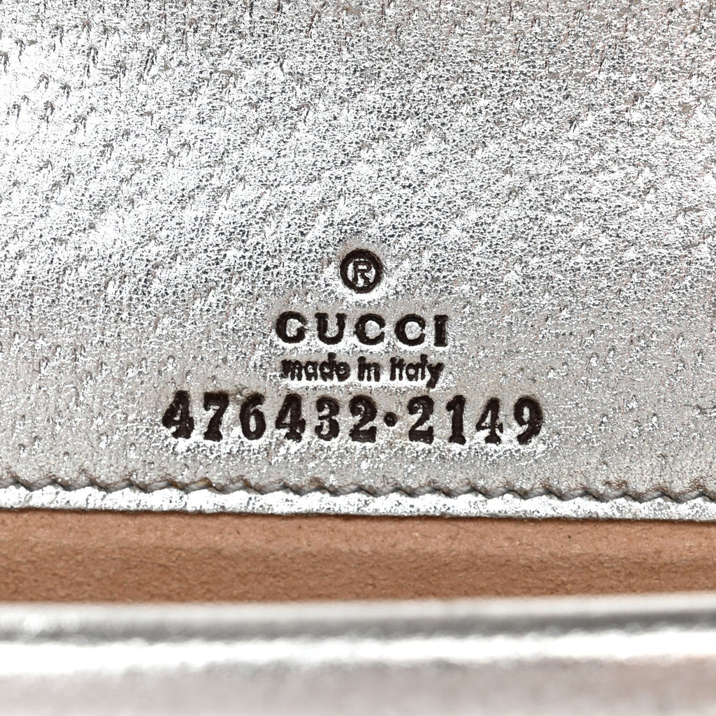 Metallic Calfskin Super Mini Dionysus Shoulder Bag Silver