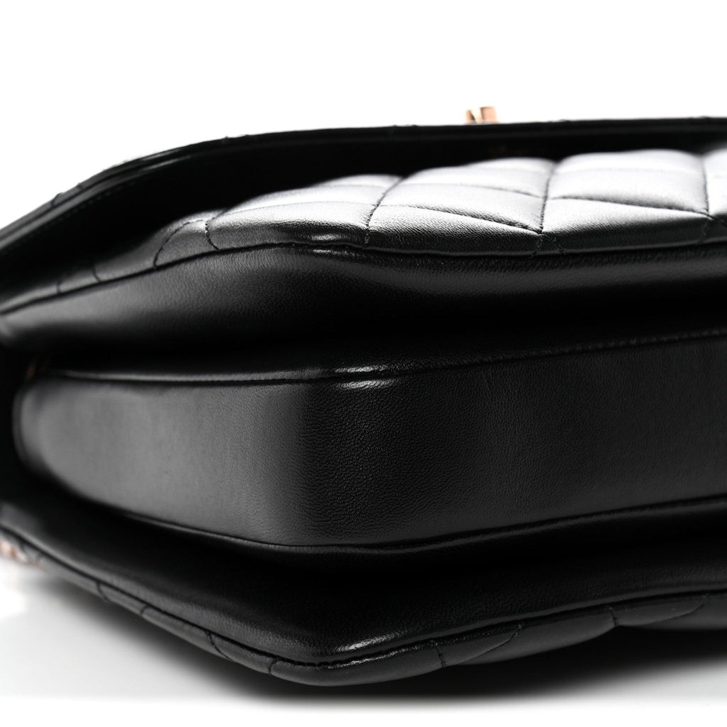 Lambskin Quilted Small Trendy CC Dual Handle Flap Bag Black