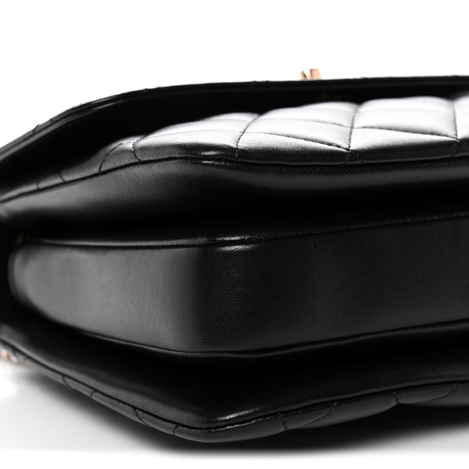 Lambskin Quilted Small Trendy CC Dual Handle Flap Bag Black