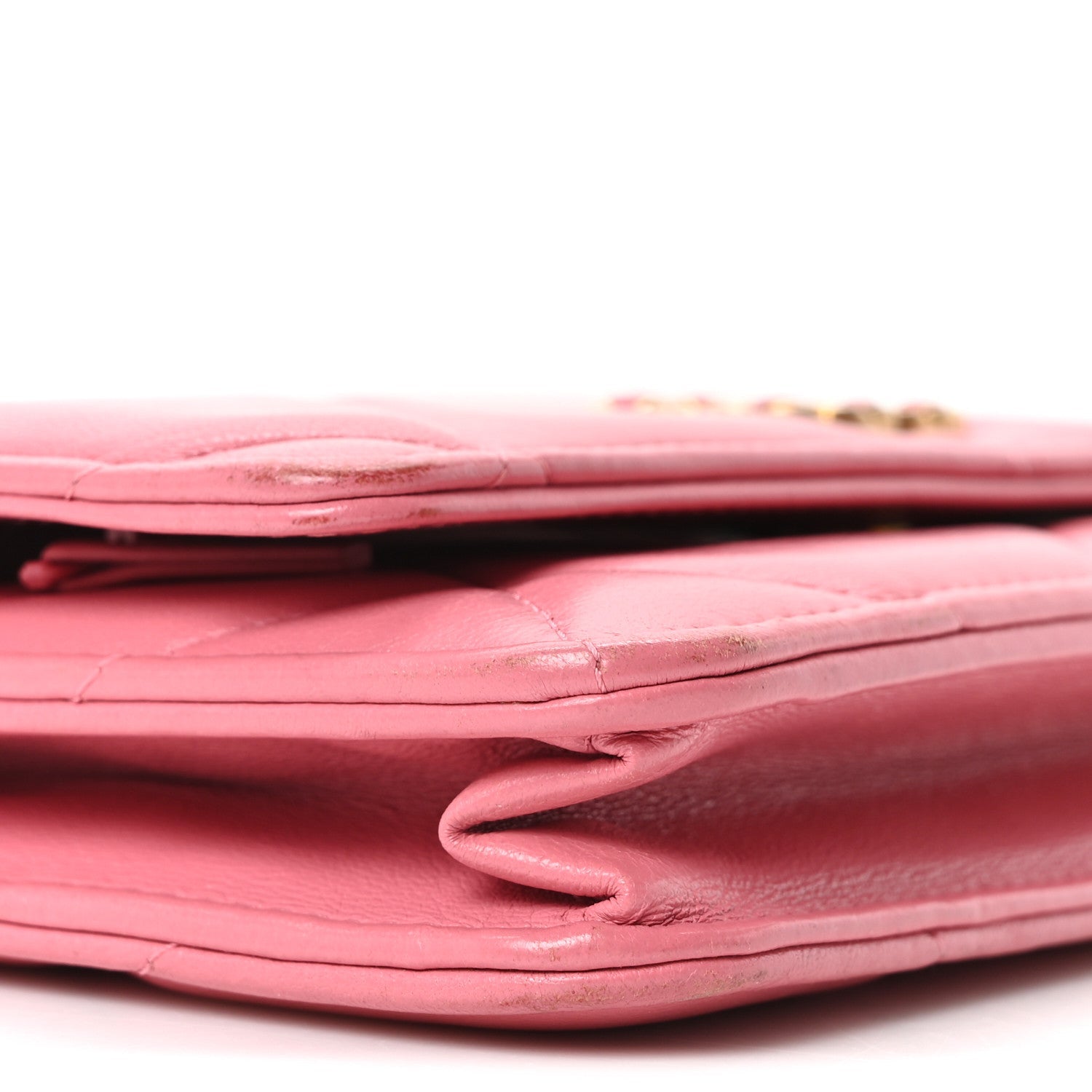 Lambskin Quilted Chanel 19 Wallet On Chain WOC Pink