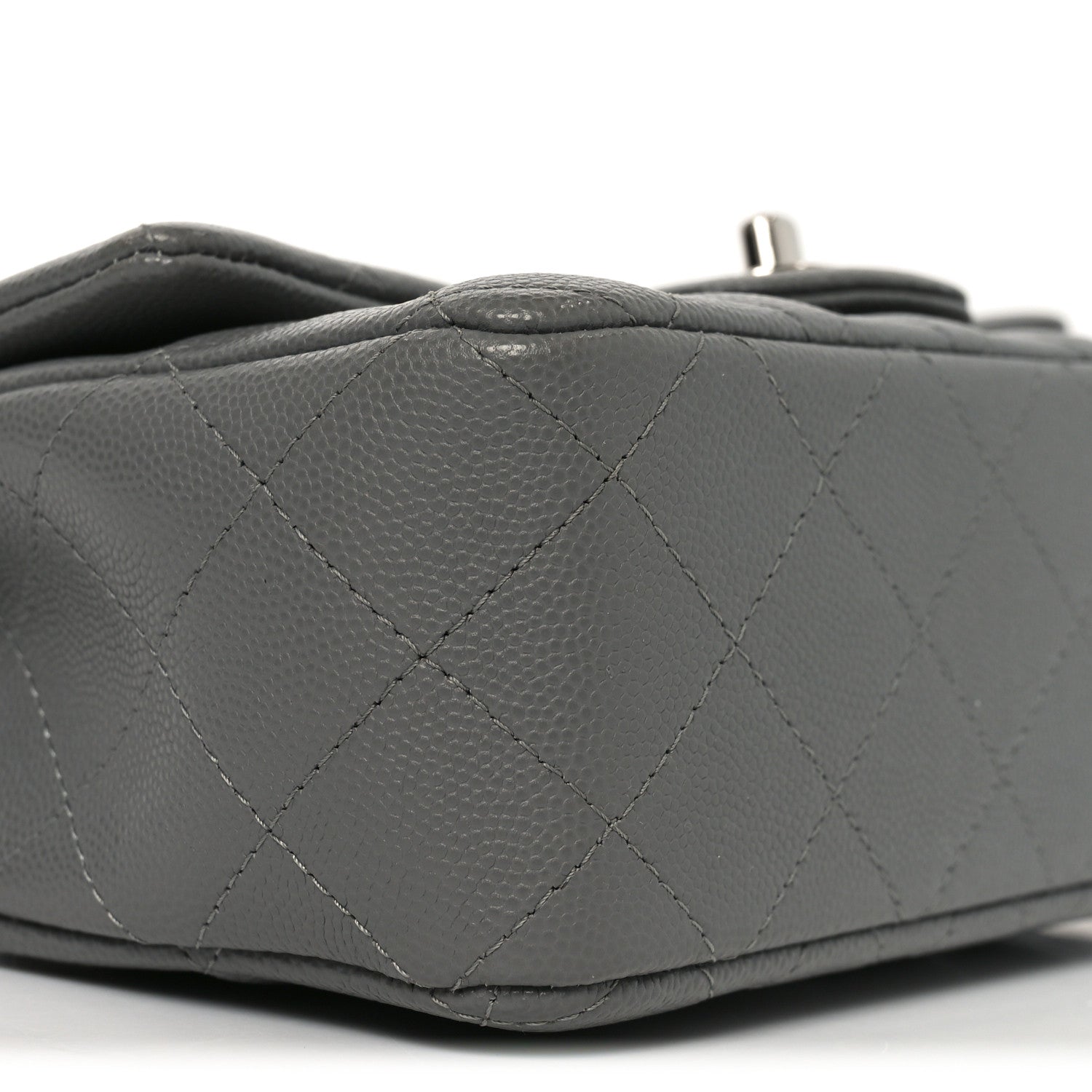Caviar Quilted Mini Rectangular Flap Grey