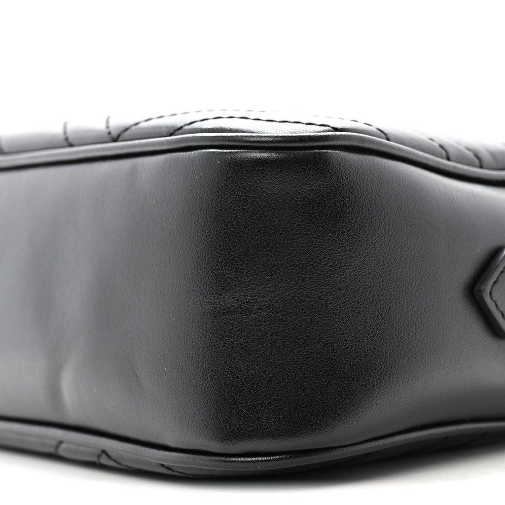 Calfskin Matelasse Monochrome Small GG Marmont Chain Shoulder Bag Black