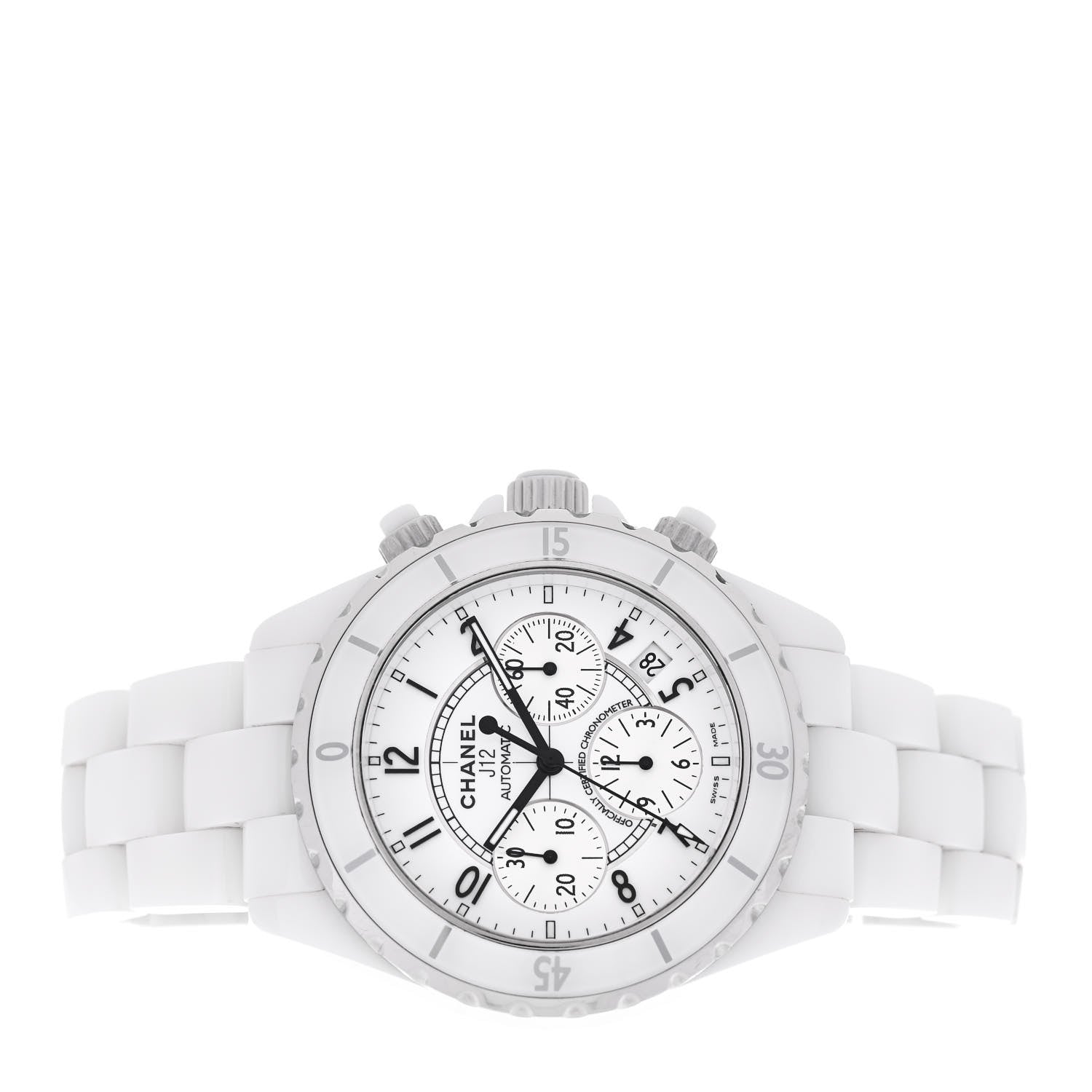 Stainless Steel Ceramic 41mm J12 Chronograph Automatic Watch White