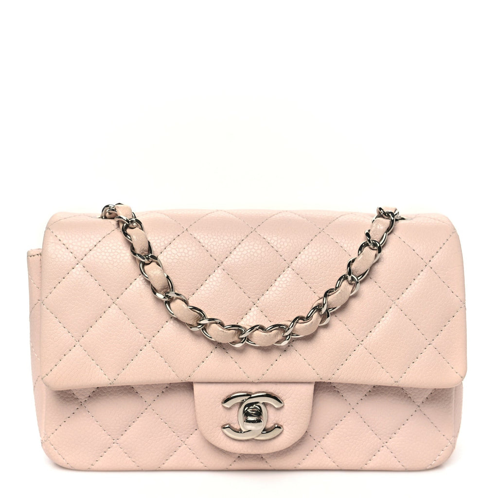 Caviar Quilted Mini Rectangular Flap Light Pink