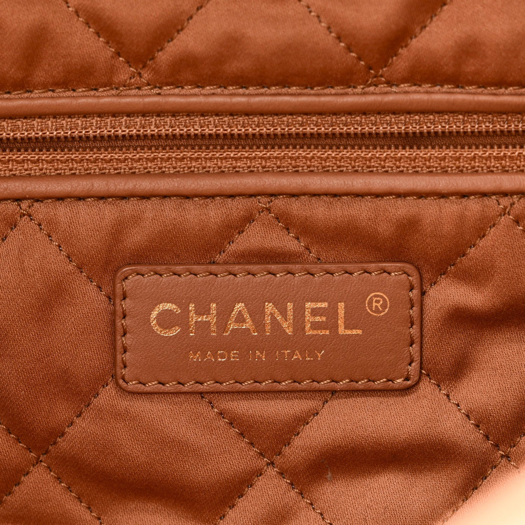 Shiny Calfskin Quilted Small Chanel 22 Beige