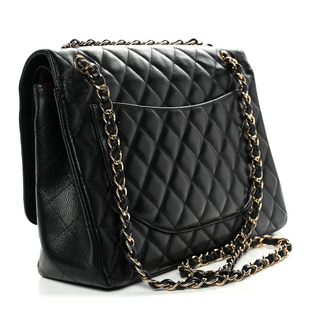 Caviar Quilted Maxi Double Flap Black