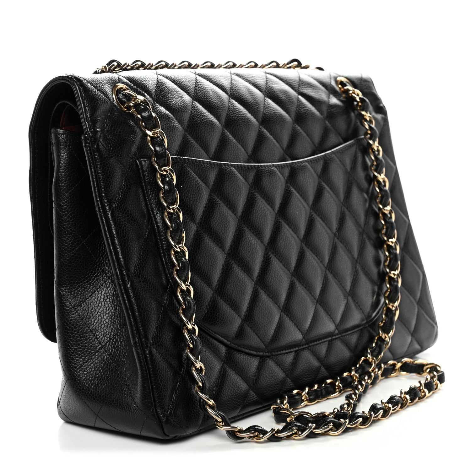 Caviar Quilted Maxi Double Flap Black