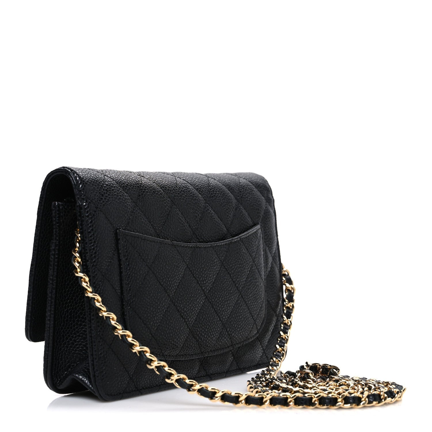 Caviar Quilted Wallet on Chain WOC Black
