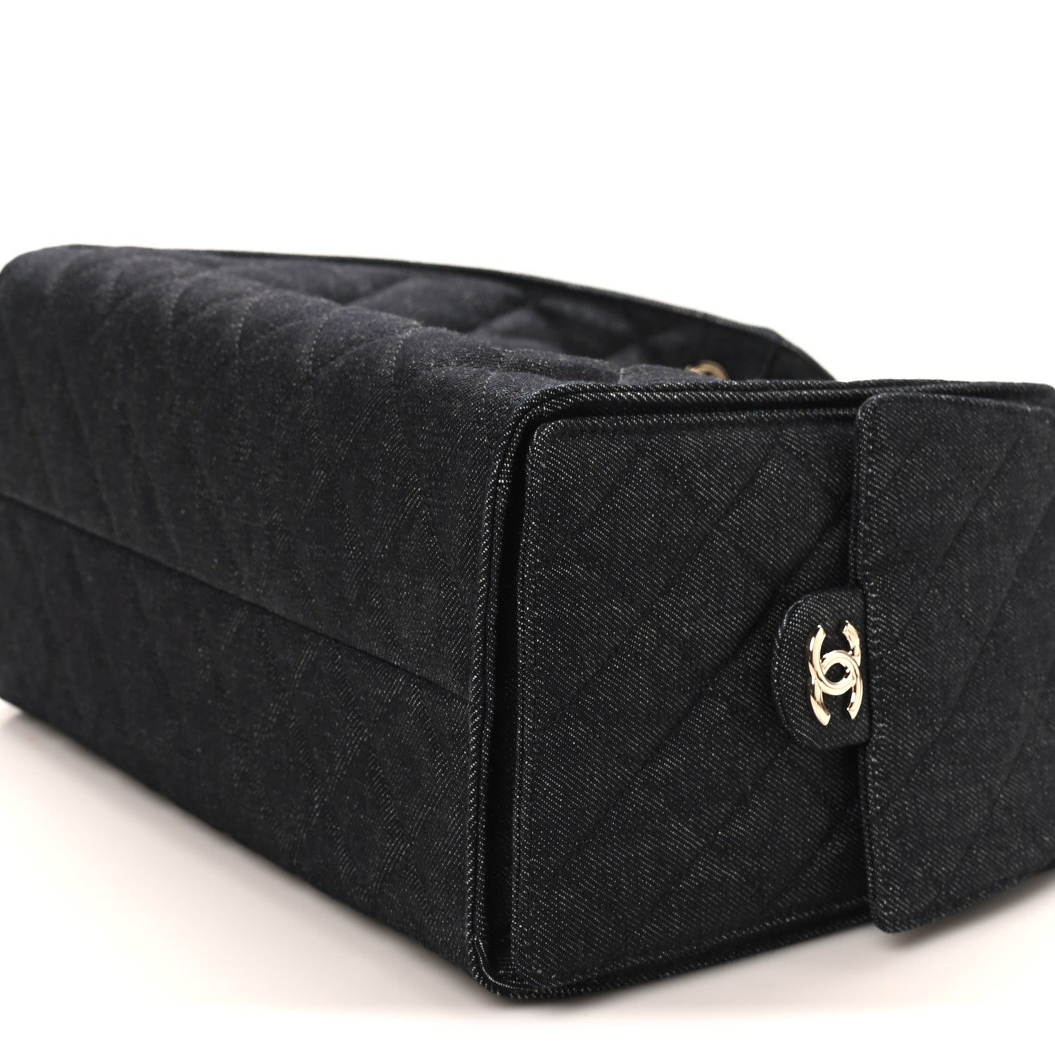 Denim Quilted Medium Chanel 25 Handbag Dark Blue