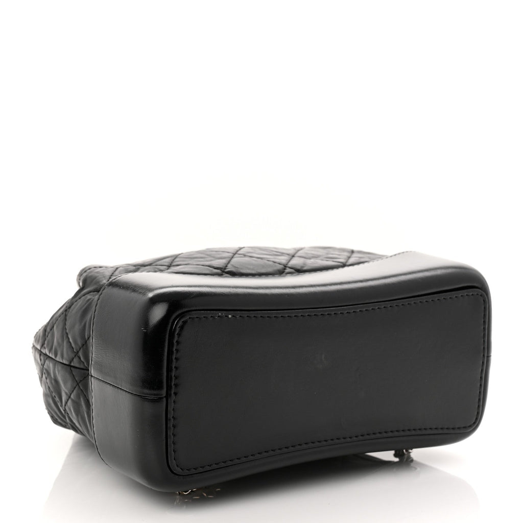 Aged Calfskin Quilted Small Gabrielle Backpack Black