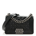 Caviar Quilted Small Boy Flap Black
