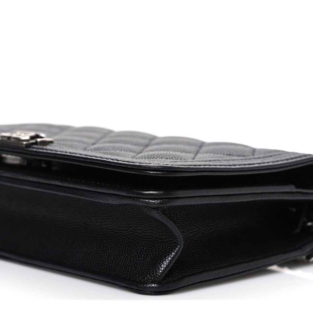 Caviar Quilted Boy Wallet On Chain WOC Black