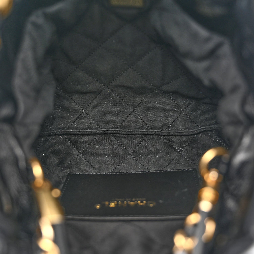 Shiny Calfskin Quilted Mini Chanel 22 Black