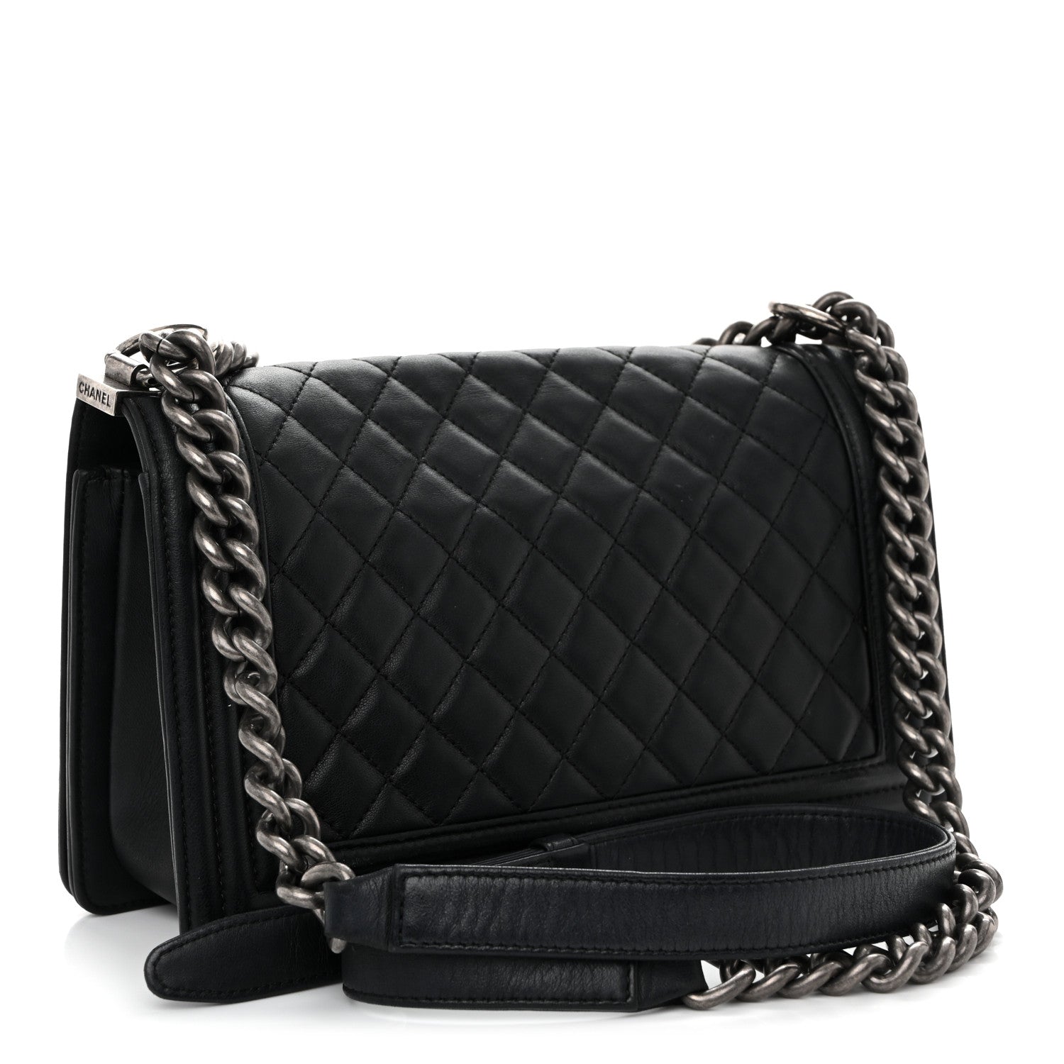 Lambskin Quilted Medium Boy Flap Black