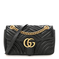 Calfskin Matelasse Small GG Marmont Shoulder Bag Black