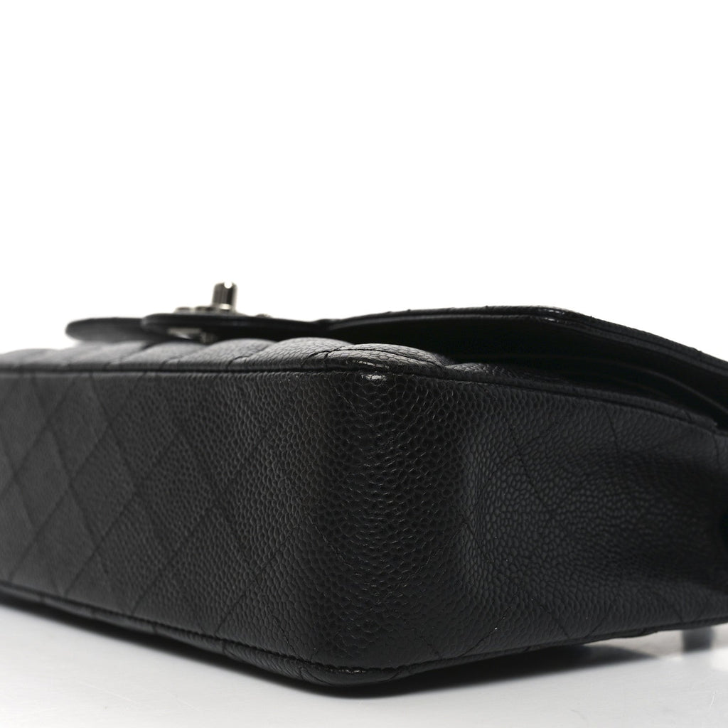 Caviar Quilted Medium Double Flap Black