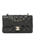 Lambskin Quilted Mini Rectangular Flap Black