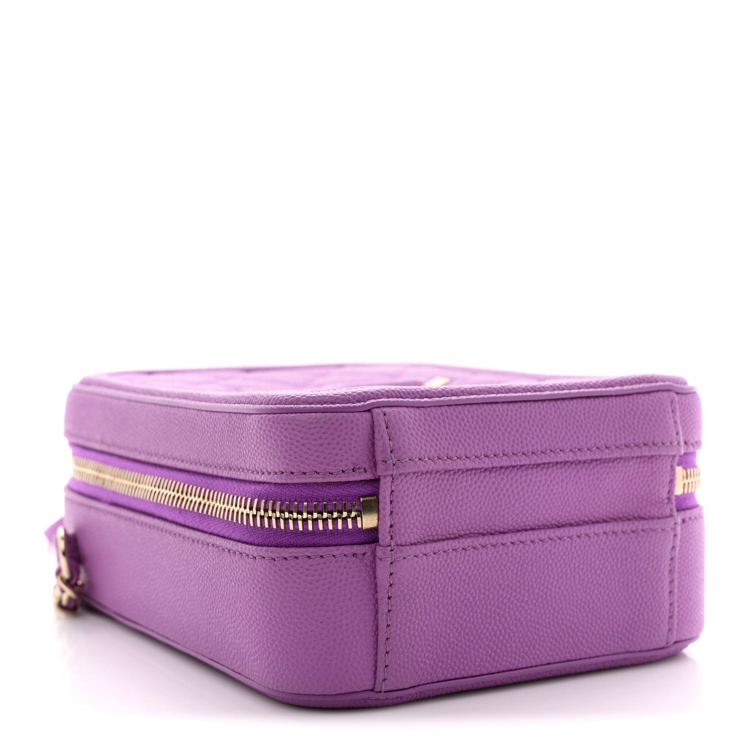 Caviar Quilted CC North South Filigree Vanity Case Purple