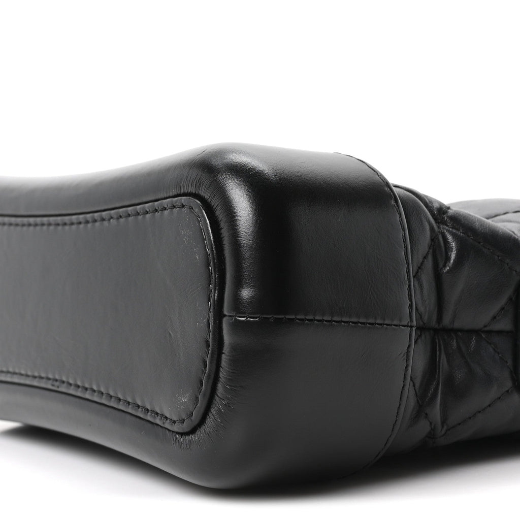 Aged Calfskin Quilted Small Gabrielle Hobo Black