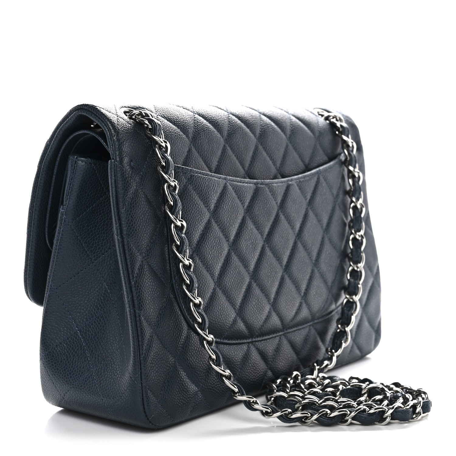Caviar Quilted Jumbo Double Flap Blue