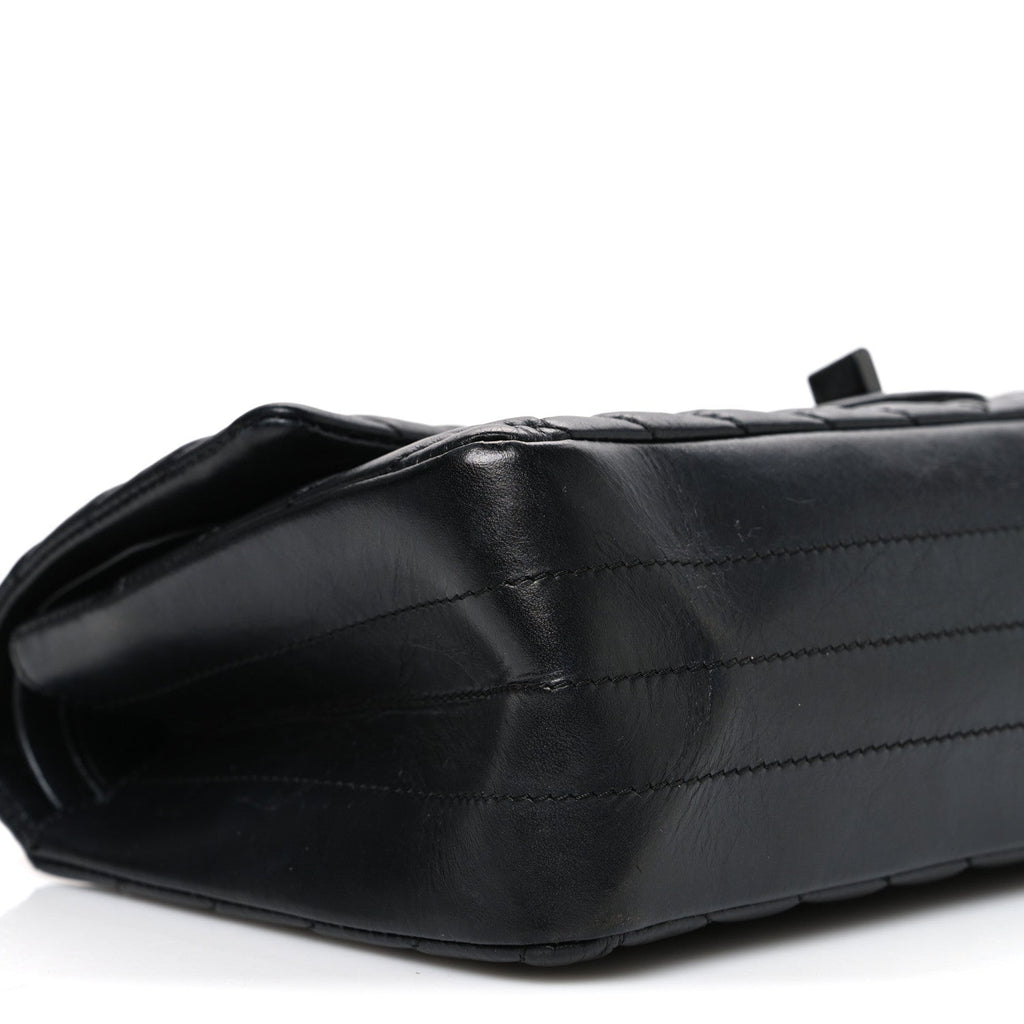 Aged Calfskin Chevron Quilted 2.55 Reissue 225 Flap So Black
