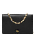 Calfskin Mini GG Marmont Chain Wallet Black
