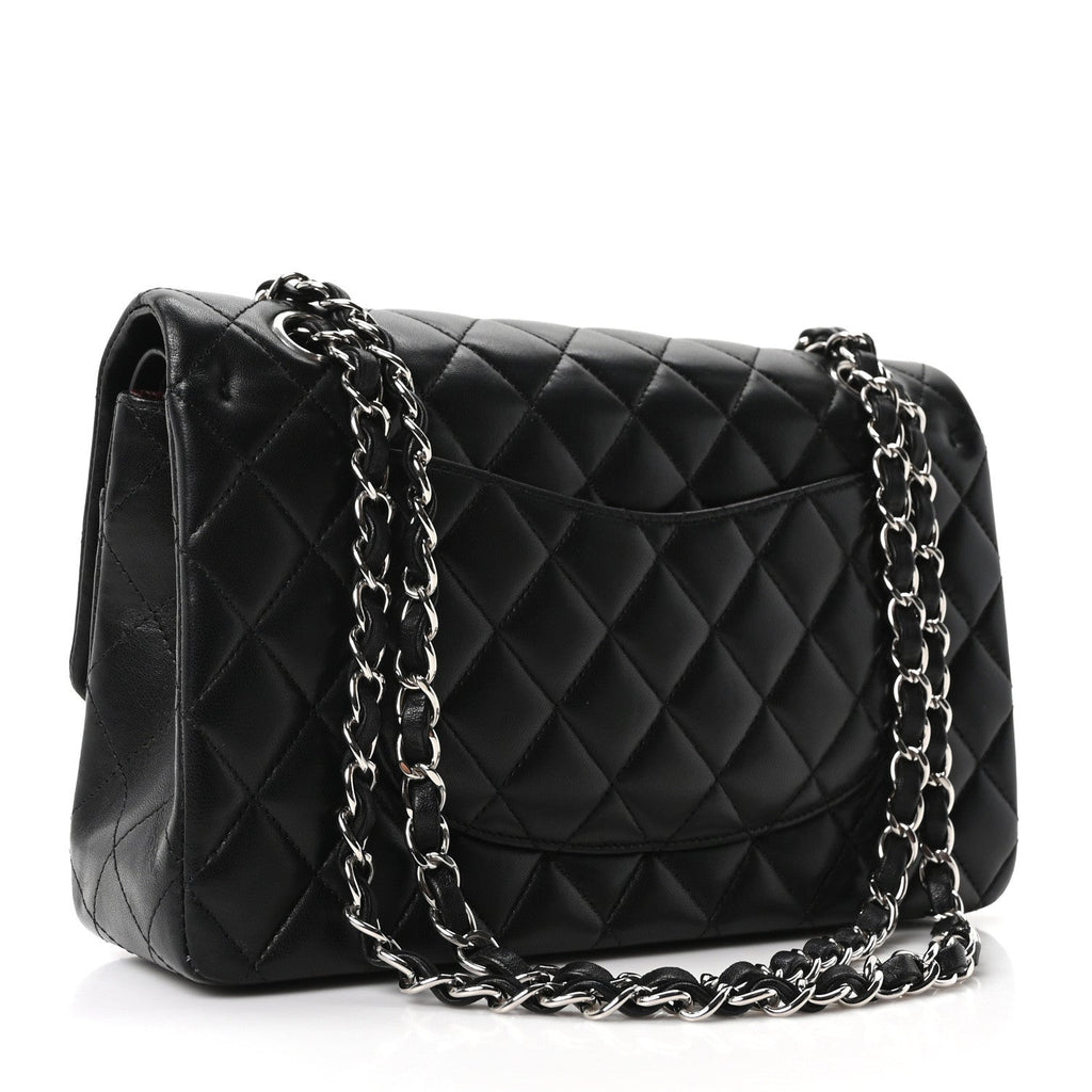 Lambskin Quilted Medium Double Flap Black