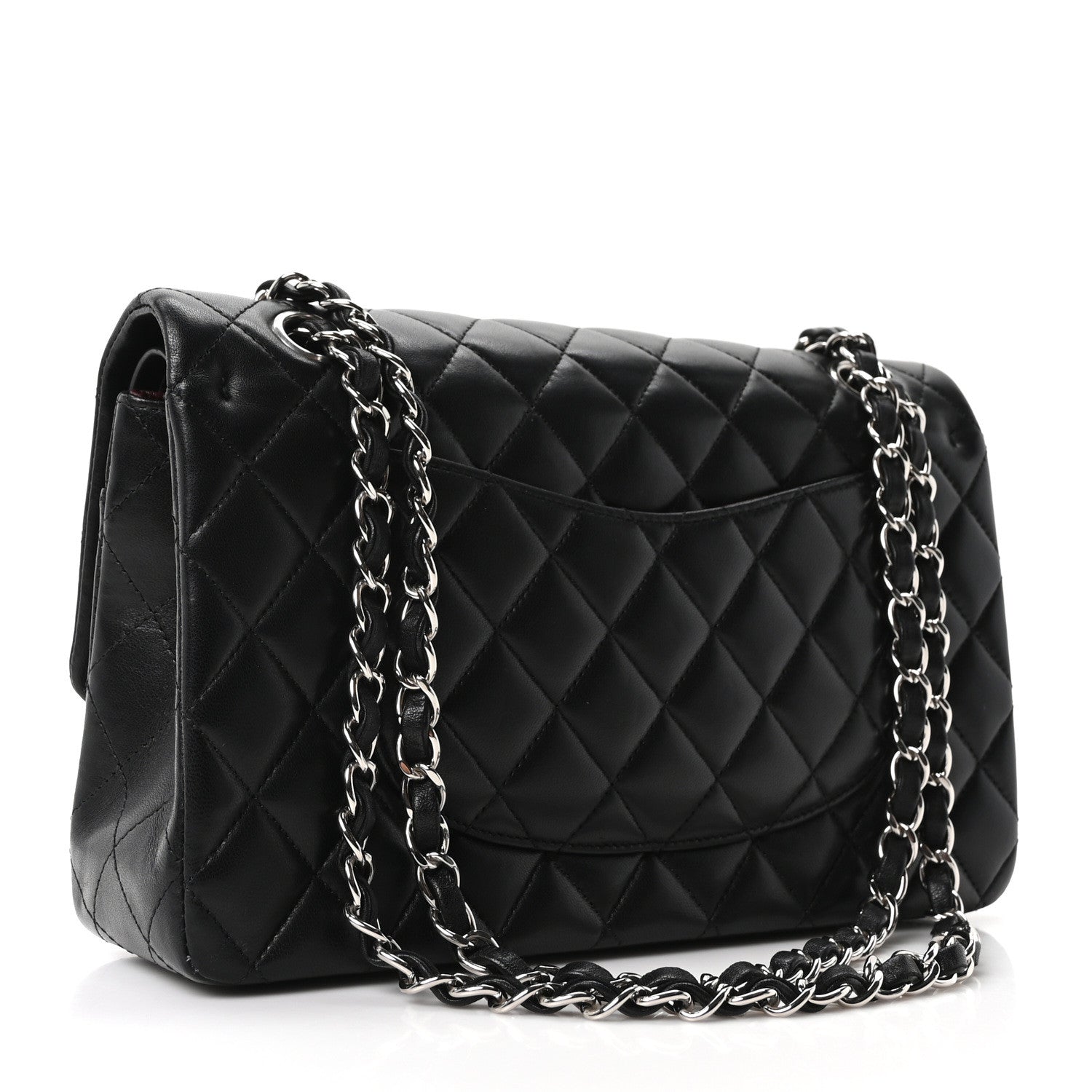 Lambskin Quilted Medium Double Flap Black