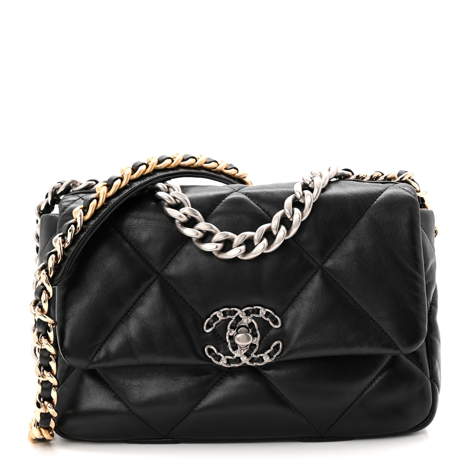 Lambskin Quilted Medium Chanel 19 Flap Black