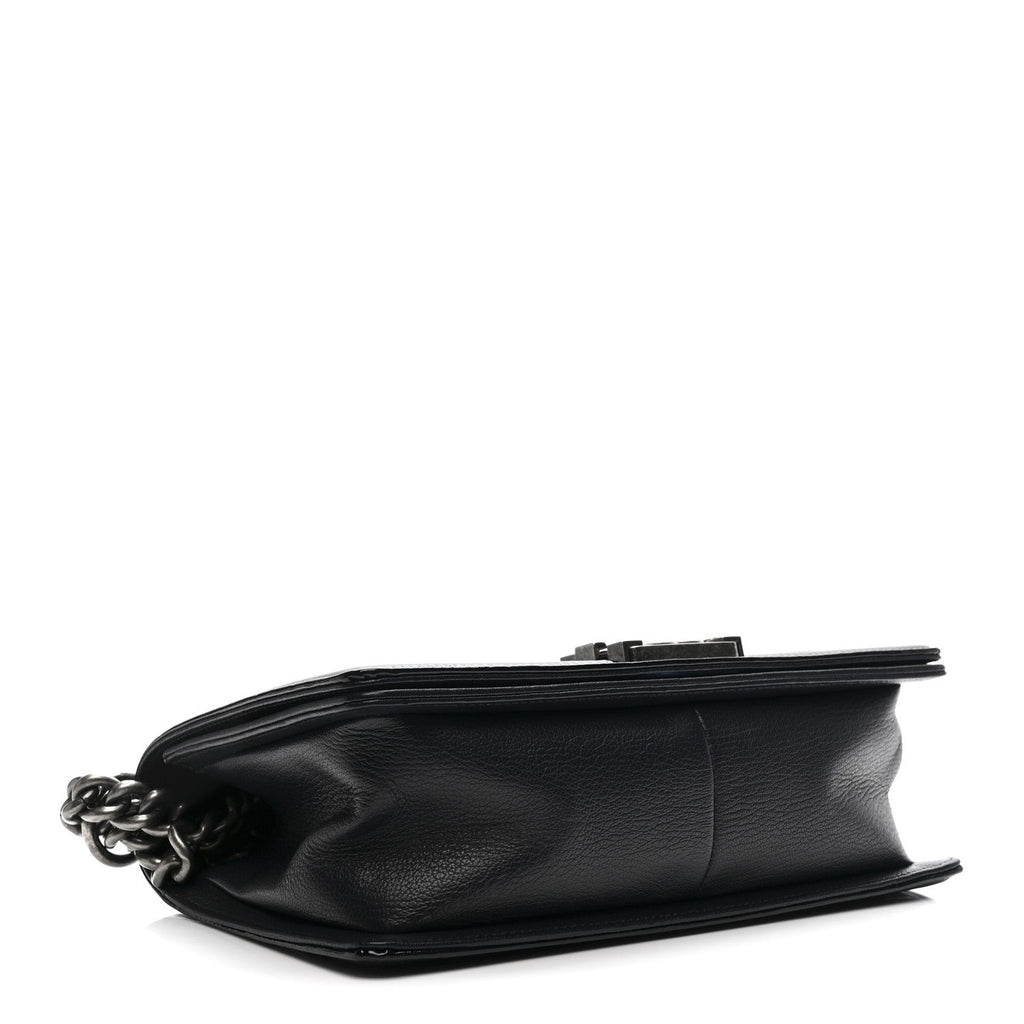 Goatskin Quilted Patent Medium Duo Boy Flap Dark Blue