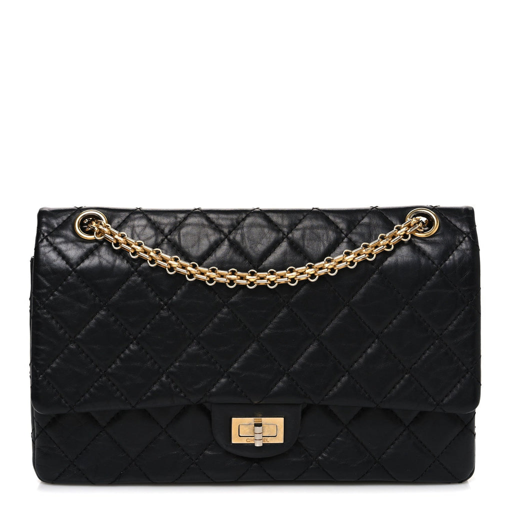 Aged Calfskin Quilted 2.55 Reissue 226 Flap Black