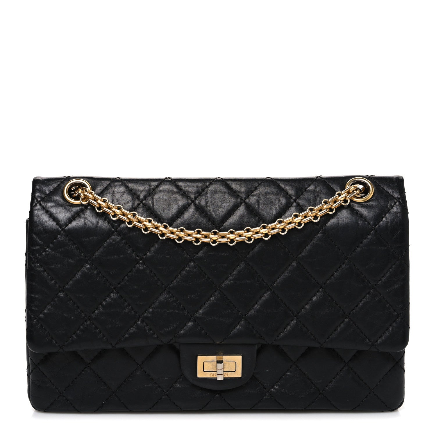 Aged Calfskin Quilted 2.55 Reissue 226 Flap Black