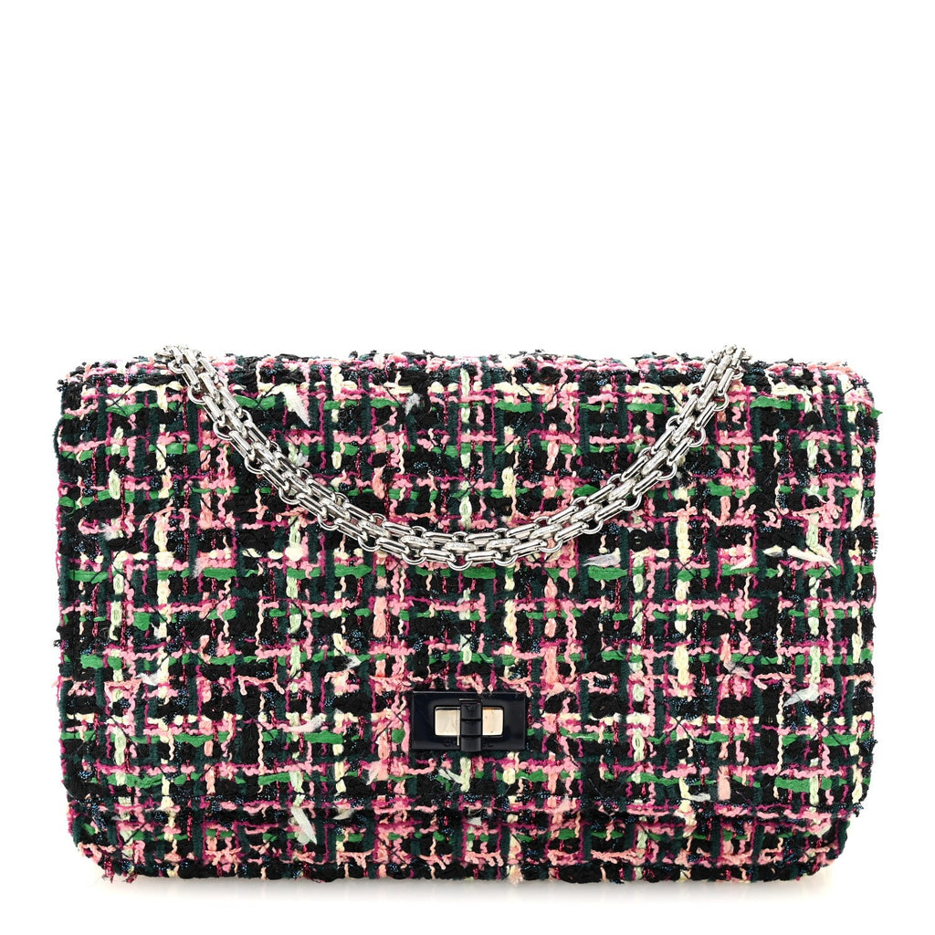 Tweed Quilted Reissue Wallet On Chain WOC Pink Multicolor