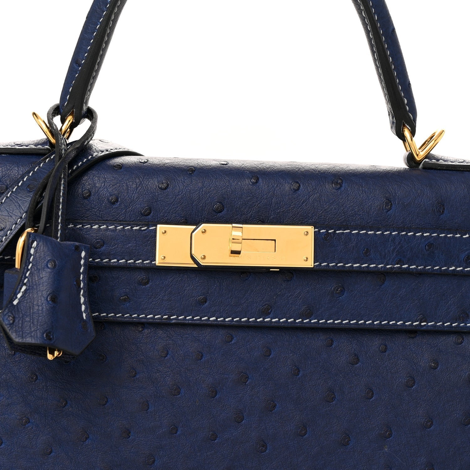 Ostrich Horseshoe Kelly Sellier 28 Bleu Iris