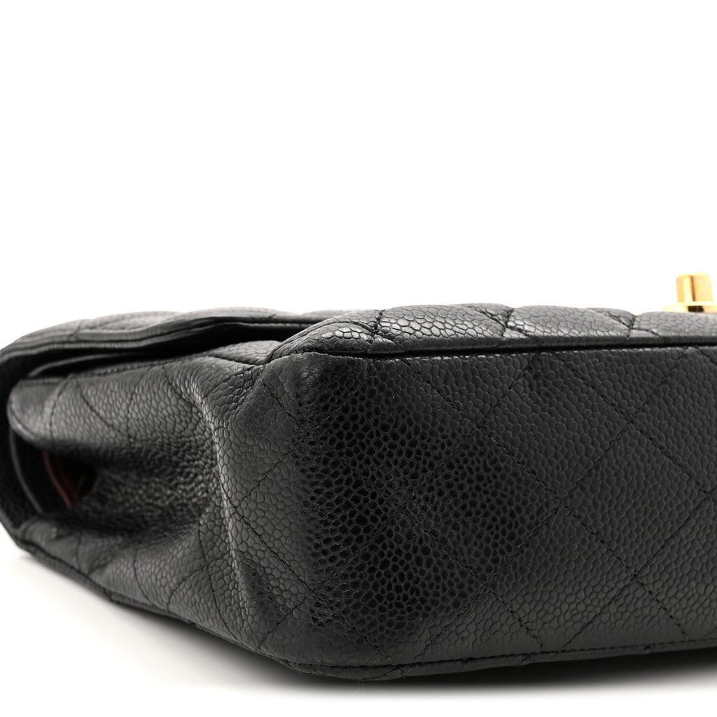 Caviar Quilted Medium Double Flap Black