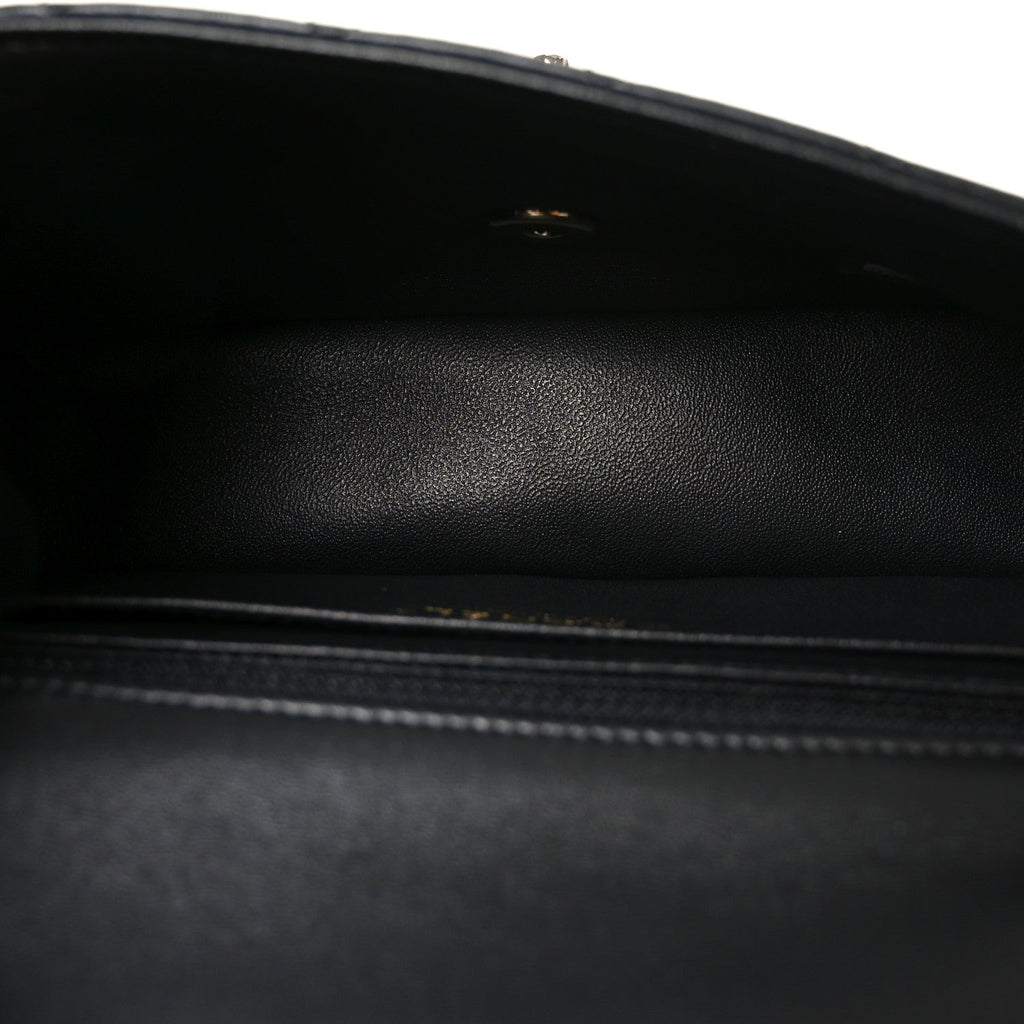 Lambskin Quilted Mini Rectangular Flap Black