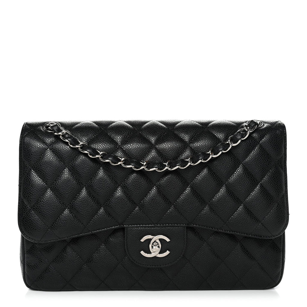 Caviar Quilted Jumbo Double Flap Black