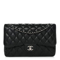 Caviar Quilted Jumbo Double Flap Black