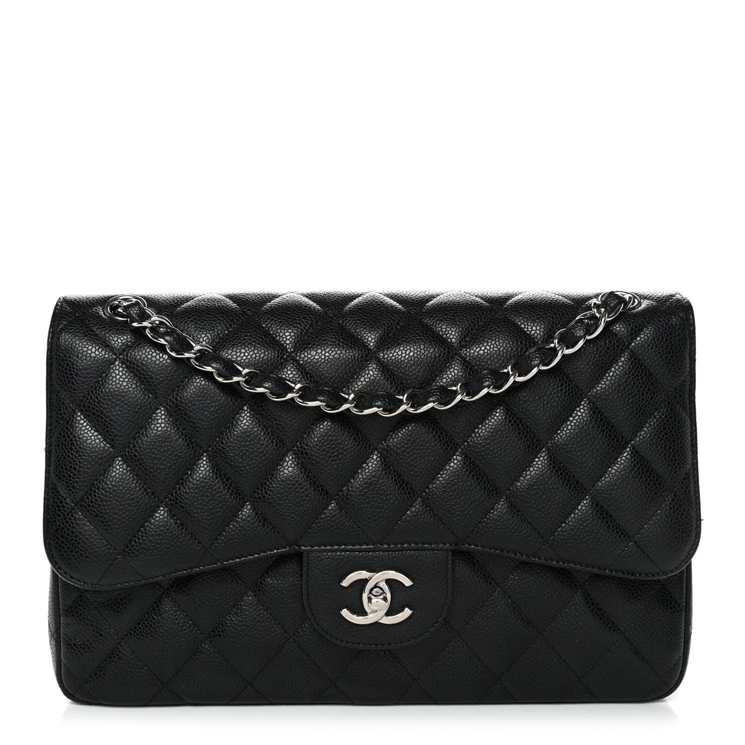Caviar Quilted Jumbo Double Flap Black