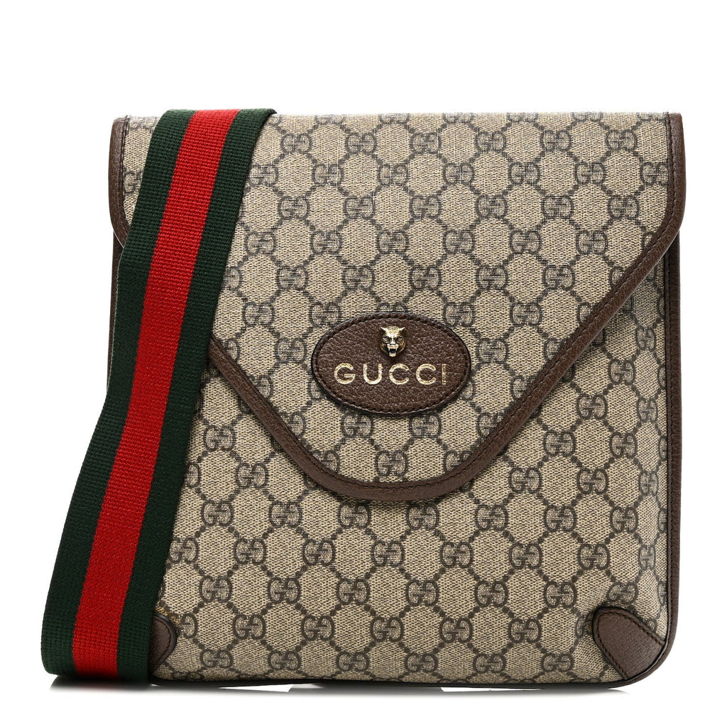 GG Supreme Monogram Web Medium Neo Vintage Flap Messenger Bag Beige New Acero