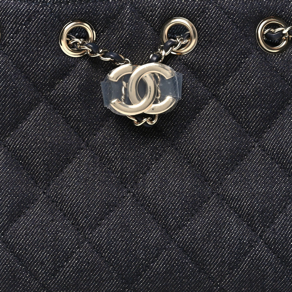Denim Quilted Mini Chanel 25 Handbag Dark Blue