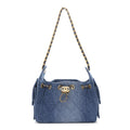 Washed Denim Quilted Mini Chanel 25 Handbag Blue