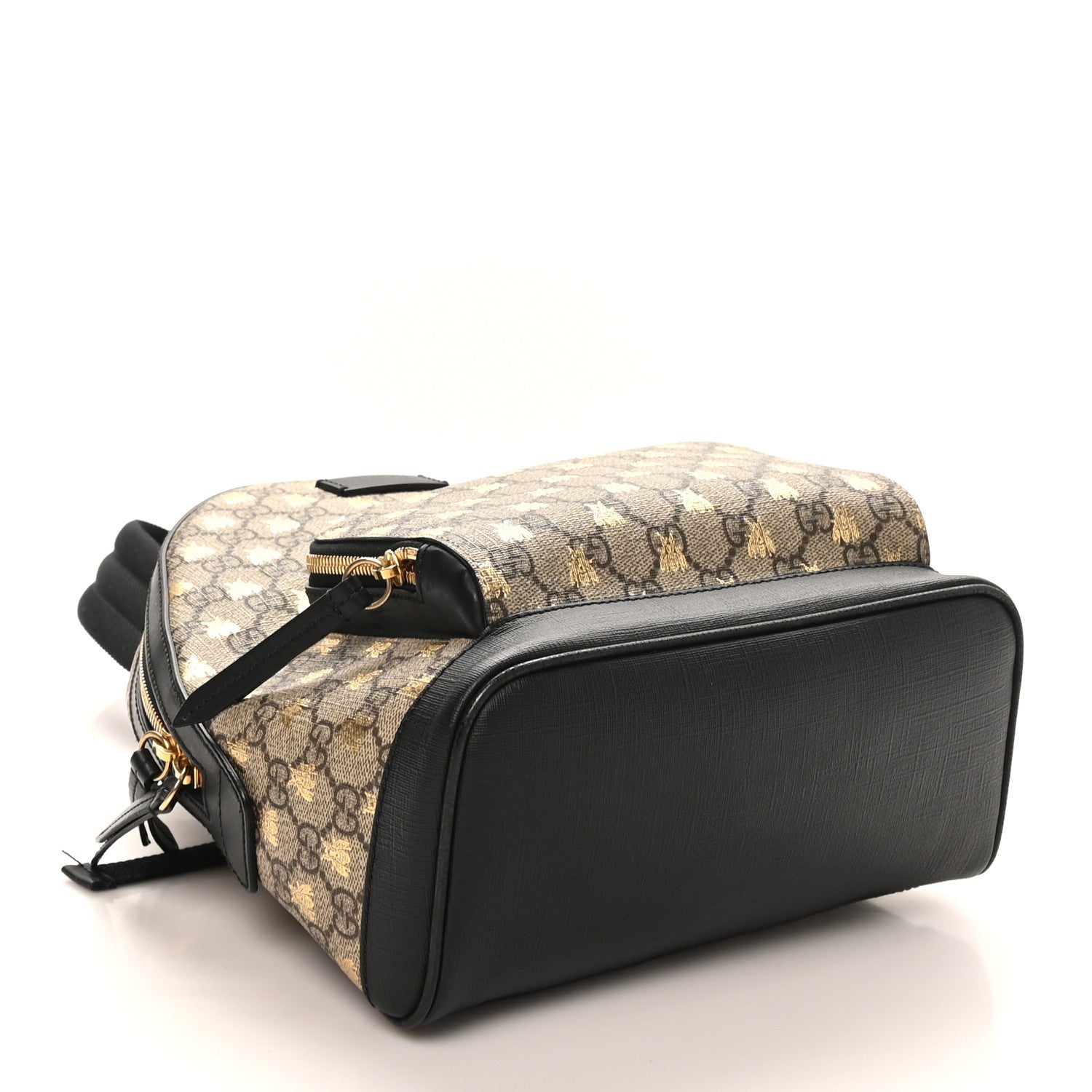 GG Supreme Monogram Bees Print Small Day Backpack Beige Oro Black