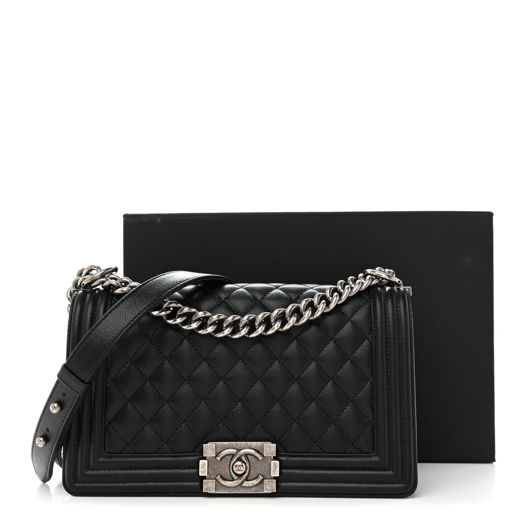 Caviar Quilted Medium Boy Flap Black
