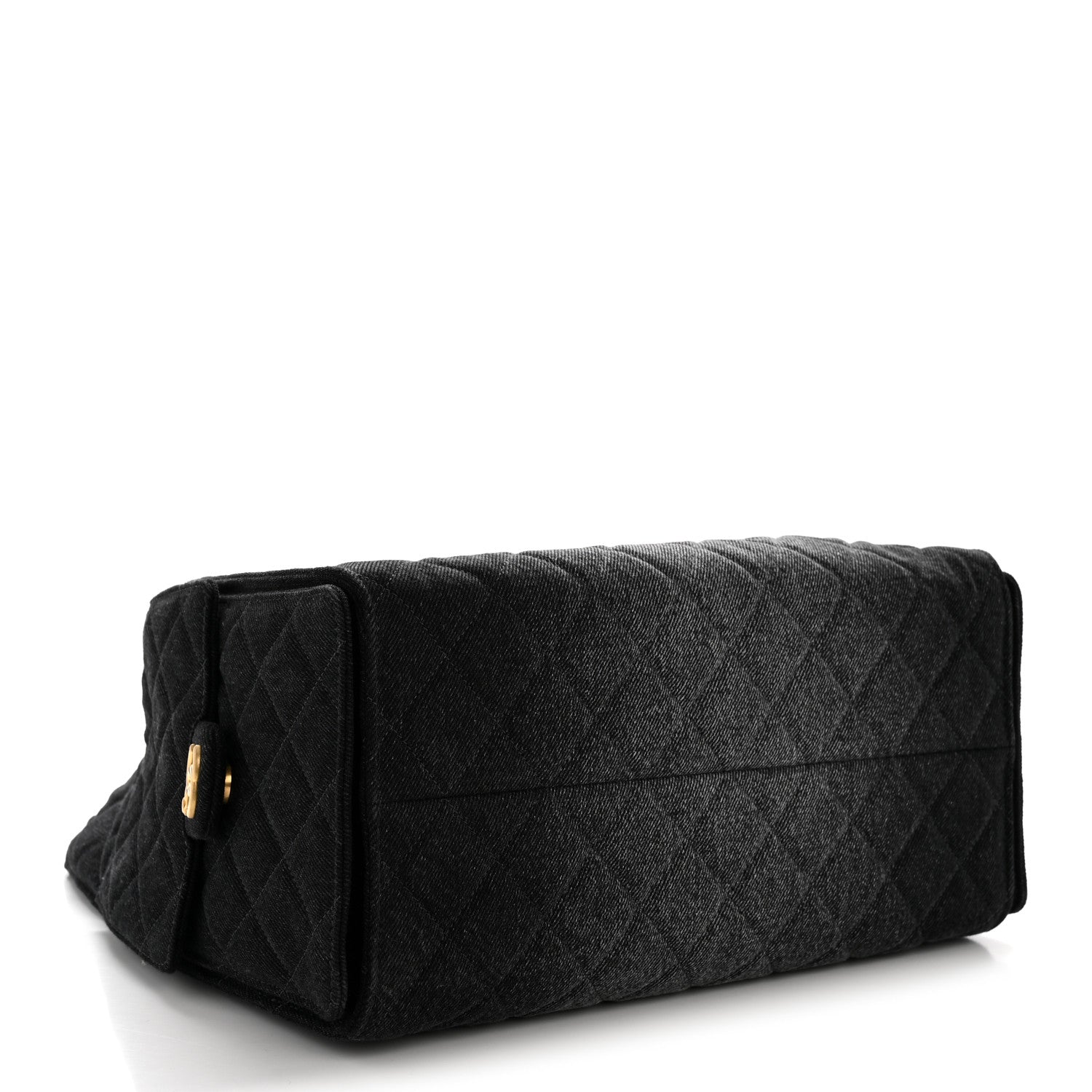 Washed Denim Quilted Medium Chanel 25 Handbag Black